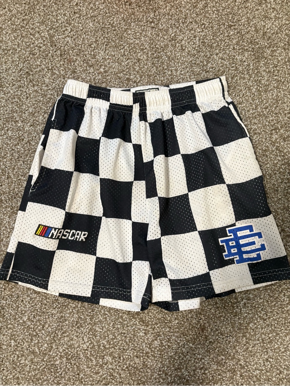 Ecko Unlimited Black & White Checkered Athletic Mesh Shorts